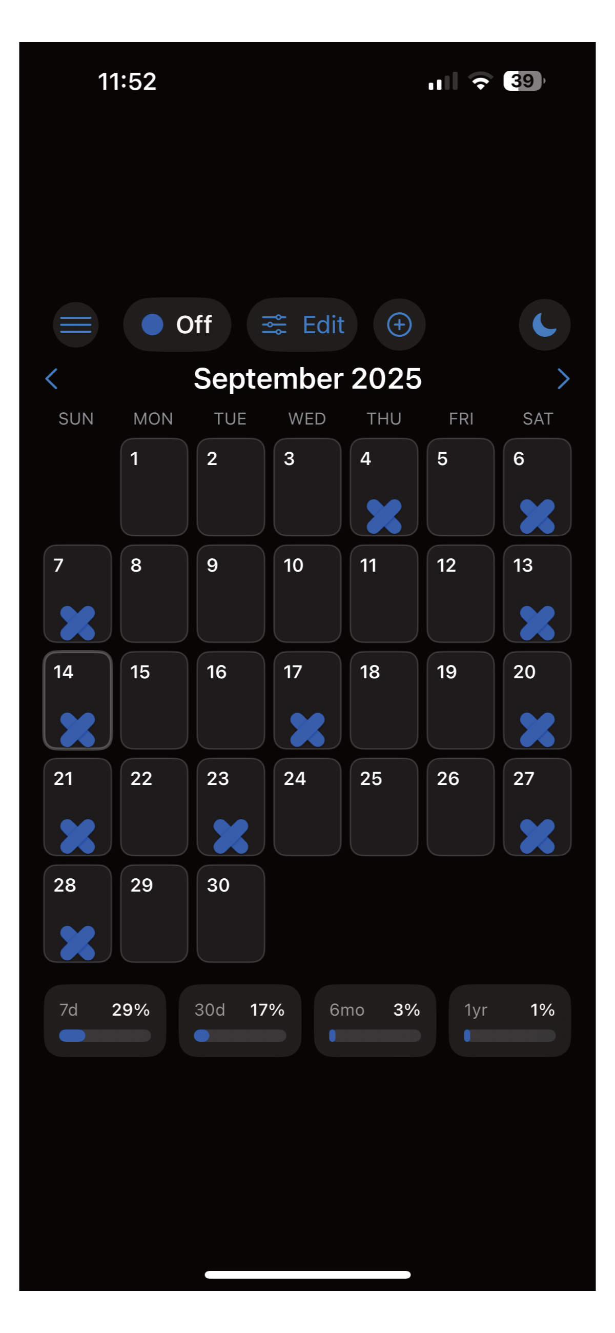 Dark mode calendar